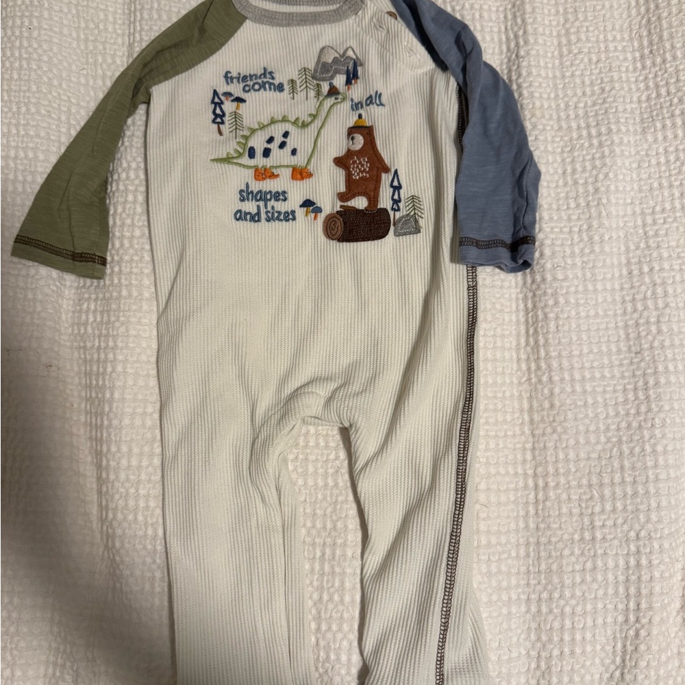 Mud Pie Green and Blue Kids One Piece with Dinosaur and Bear